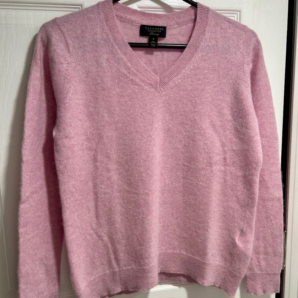 Charter Club Soft Rose Pink 100% Cashmere Sweater Crewneck Medium